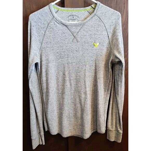 American Eagle Thermal Shirt Mens Small Gray Long sleeve waffle weave eagle - Picture 1 of 5